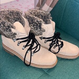 Sam Edelman Fur-Lined Beige Booties